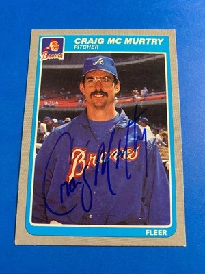 CRAIG MCMURTRY 1985 FLEER #333 AUTO IP SIGNED ATLANTA BRAVES RANGERS TEMPLE TX - Image 1 of 2