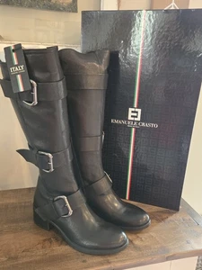 Stivali equitazione moto Emanuele Crasto neri in pelle italiana 38/7,5 nuovi con etichetta - Foto 1 di 11