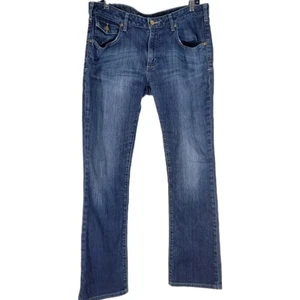 Carhartt Jeans Womens 12 Dark Blue 34x32 Curvy Fit Straight Leg Cuffed WB048 Z2 - Picture 1 of 14