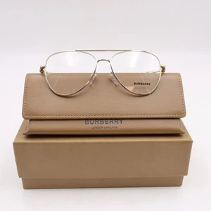 Burberry BE1386 Aviator Eyeglass Frames in Light Gold with Clear Demo Lenses - Picture 1 of 15