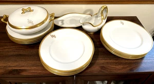 15-teiliges B&C Limoges Parade Geschirrset Antik mit Monogramm S M - Bild 1 von 11