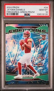 2024 Prizm Jayden Daniels Fireworks Green Prizm RC PSA 10 GEM MINT #24 - Bild 1 von 2