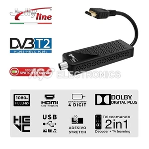 DECODER DIGITALE TERRESTRE STICK DVB-T2 HEVC FULL HD 1080P H.265 CAVO HDMI - Picture 1 of 1