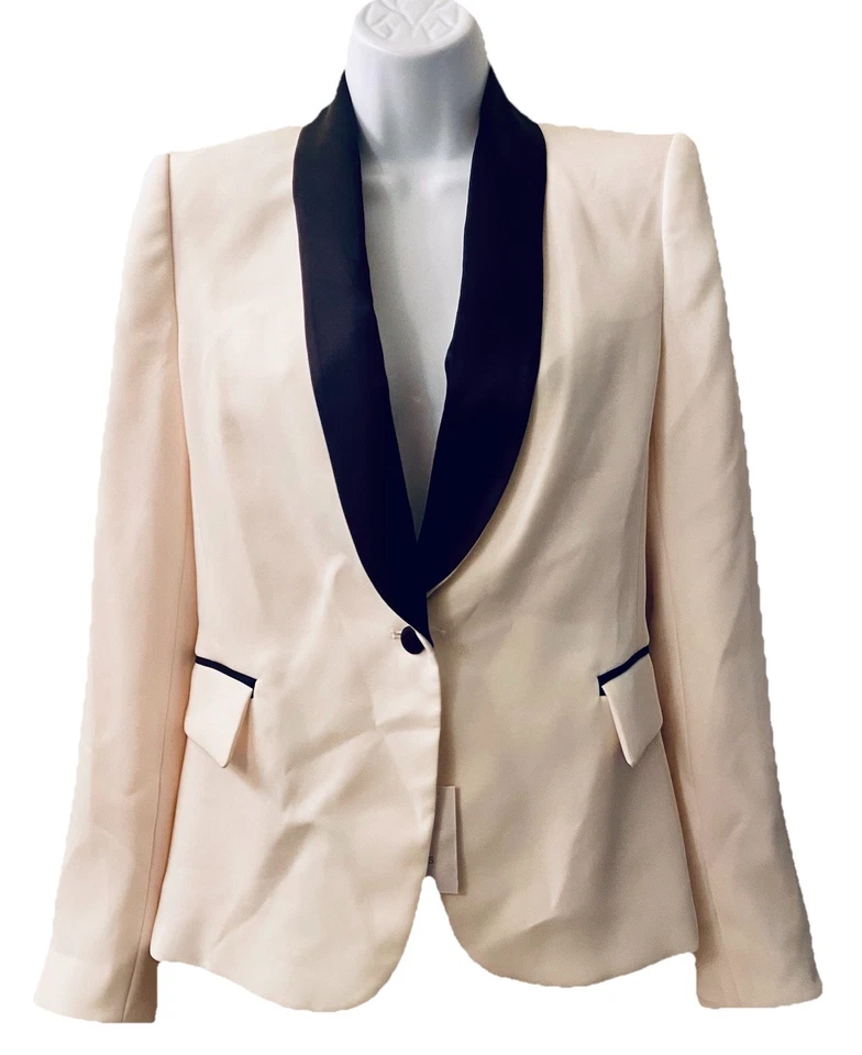 Chaqueta Blazer Esmoquin Victorias Secret Ajustada Contraste Borde Negro Talla 0 Ropa de Hombre Foto 1 de 4