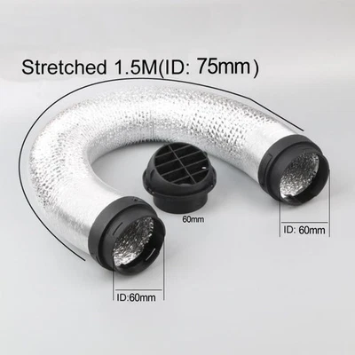 Diesel Heater 75MM Warm Air Duct Hose with 60MM Connectors and Round Air Outlet - Image 1 of 4