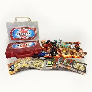 Bakugan Battle Brawlers Lot Of 22 Bundle with Red & White Carrying Case & Cards - Picture 1 of 13