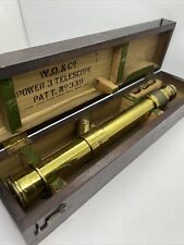 WW1 1918 Power 3 Telescope Brass No. 755 W Ottway & Ealing W/ Case & 3 Lenses