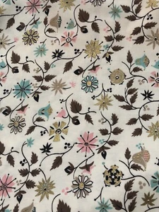 VINTAGE GRAZIOSO TESSUTO COTONE PESANTE STAMPA FLOREALE PREZZO PER IARDA - Foto 1 di 2