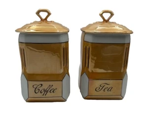 Kanister Victoria Tschechien-Slowakei Kaffee und Tee Glanzgeschirr 6" T x 4" W Pfirsich - Bild 1 von 18