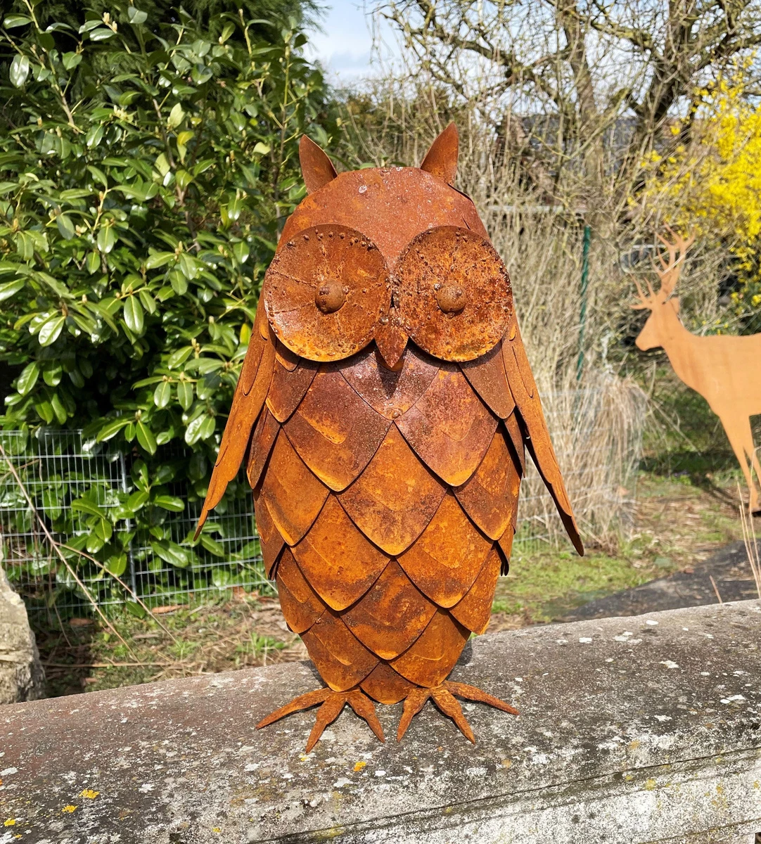 Zen Man Gartenfiguren Aus Edelrost – 3-teiliges Set Mit Vögeln Für Gartendeko