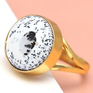 Dendritic Opal Gemstone Handmade Gift For Her 925 Silver Jewelry Ring"10"