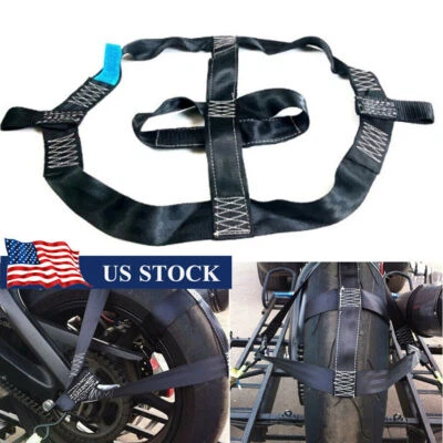 Motorcycle Rear Wheel Handlebar Transport Tie Down Strap Safety Belt USA Stock - Image 1 of 4