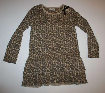 Nuevo NEXT UK Niñas 4 5 Años Marrón Leopardo Animal Estampado Volantes Dobladillo Túnica Top Foto 1 de 2