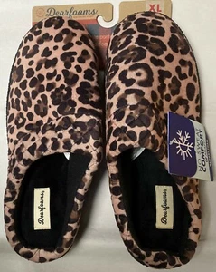 NEW DEARFOAMS WOMEN'S FEELS LIKE HOME MEMORY FOAM LEOPARD SLIPPERS XLARGE $30 - Picture 1 of 2
