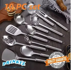 10 Pcs Stainless Steel Cooking Utensil Set Kitchen Baking Spoon Spatula Bbq - Picture 1 of 15