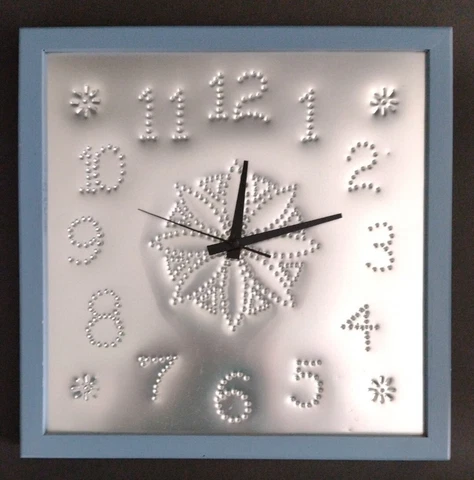 Vintage Clock Punched Tin Wood Frame Wall Clock Battery Operated Cover