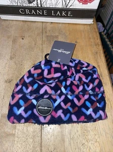 New NWT Eddie Bauer Kids Plush Fleece Hat/Beanie Size M/L Navy/Pink/Blue - Picture 1 of 3