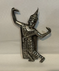 Siam Silver Brooch Pin Thai Dancer Signed 1940’s Thailand 2.5" Tall - Picture 1 of 4