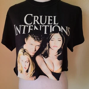 Cruel Intentions Crop Shirt Sz Small Movie Reese Witherspoon Short Sleeve Black - Picture 1 of 7