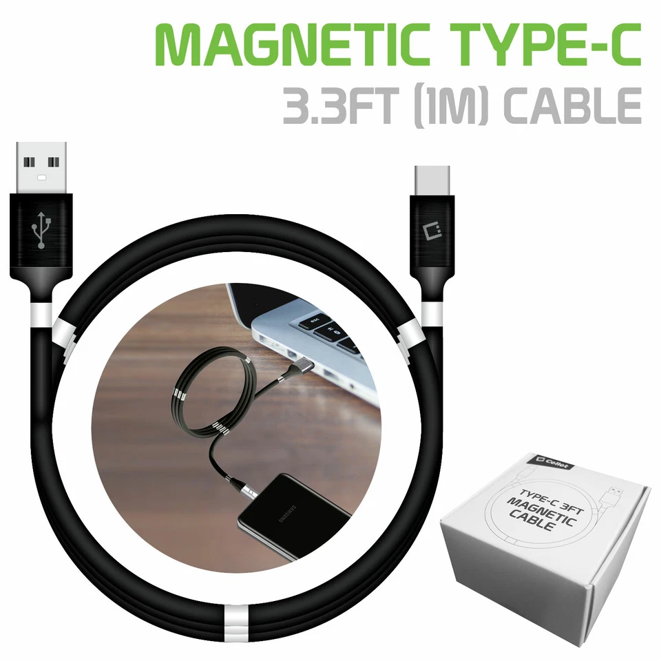Cellet 3.3 Feet Magnetic Self Winding USB-C Charging / Data Cable - Image 1 of 1