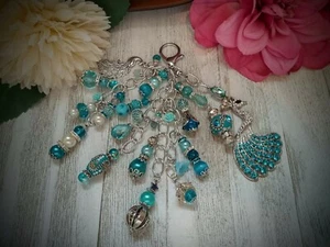 Peacock Blue Original Handbag Jewelry Designer Bag Purse Charm Keychain MK DB DG - Picture 1 of 10