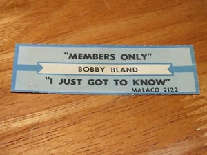 JUKE BOX STRIP BOBBY BLAND MEMBERS ONLY / I JUST TO GO KNOW - Picture 1 of 1