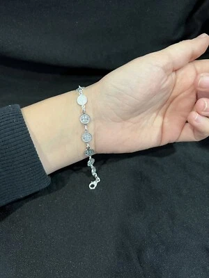 925 Sterling Silver Women Men St Benedict San Benito Link Protection Bracelet 8" - Image 1 of 4