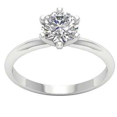 I1 H 1.01 Carat Prong Set Round Diamond Platinum Solitaire Engagement Ring Band - Image 1 of 4