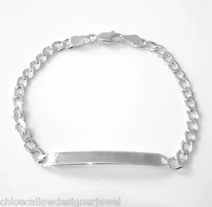 1x Pulsera de Plata Esterlina 925 Identidad de identificación 7,25"  - Imagen 1 de 1