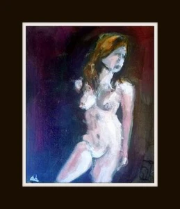 Rothaariger Akt xb Original Impressionist gemischt med Ölgemälde Paul Mitchell 10X8 - Bild 1 von 3