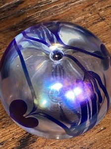 Vtg 1983 Glassworks Studio Art Glass Oil Lamp Vase Artist Signed Feathered Heart - Picture 1 of 8