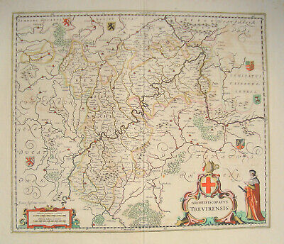 Trier Wittlich Cochem Simmern Munster  Kupferstich Landkarte Janßonius 1640 • 149.90€