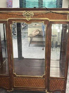 French Ormolu Inlaid Marquetry Vitrine - Picture 1 of 22