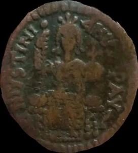 Justinian I Augustus  527-565 AD .Antioch  MINT.  34/29 mm. Justinian enthroned  - Picture 1 of 2