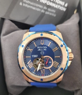 Bulova 98A227 Marine Star Silicone Strap Watch 45mm Automatic Men’s Watch WR200m - Image 1 of 4
