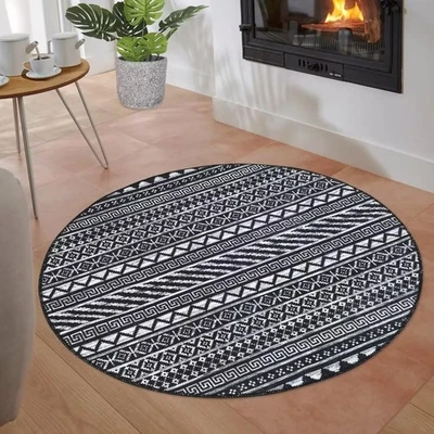 Round Rug 4ft Modern Geometric Area Rug Soft Circle Rug Rug Washable Rug Non ... - Image 1 of 4