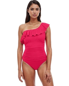 Profile By Gottex ruffle one shoulder one piece swimsuit TUTTI FRUTTI PINK - Picture 1 of 13