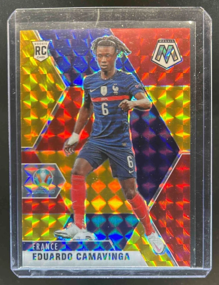 2021 Mosaic UEFA EURO Eduardo Camavinga RC Choice Red and Gold #/88 France - Image 1 of 2