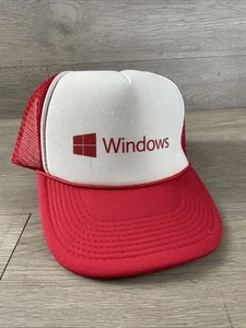Y2K Microsoft Windows Trucker Sombrero Snapback Gorra Rojo Logo Malla Ajustable - Imagen 1 de 7