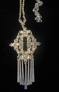 1960's Goldtone Large Drop Pendant Necklace - Picture 1 of 2