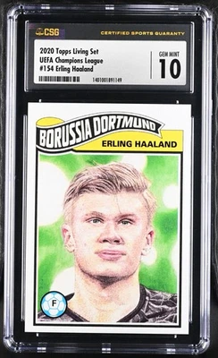2020 Topps Living Set UEFA Champions League: #154 Erling Haaland CSG 10 GEM MINT - Image 1 of 2