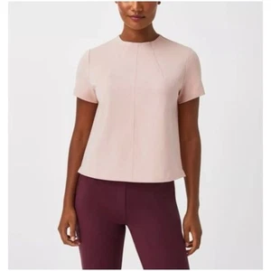 Spanx Women’s Sz XL NWT Pale Pink Perfect Funnel Top Ponte Short Sleeve - Picture 1 of 10