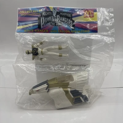 McDonalds Mighty Morphin Power Rangers 1995 White Ranger con Falcon Ninjazord Foto 1 de 4
