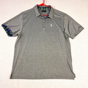 William Murray Polo Shirt Mens XL Gray Performance Golf Plaid Sleeve Stretch - Picture 1 of 9