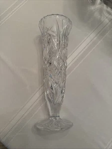 Vintage 24% Bleikristall Knospenvase geschliffenes Glas hoher Fuß  - Bild 1 von 4