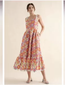 Just me Work of Art floral Midi dress lace Easter tea Spring New Medium - Picture 1 of 11