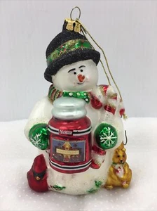 YANKEE CANDLE Snowman Blown Glass CHRISTMAS ORNAMENT, Nice! - Imagen 1 de 7
