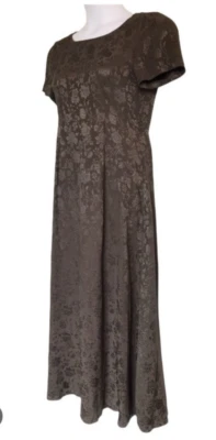 LAURA ASHLEY ВИНТАЖНЫЙ женщин 10 темно-коричневый атласный цветочный печать макси событие платье - Изображение 1 из 4