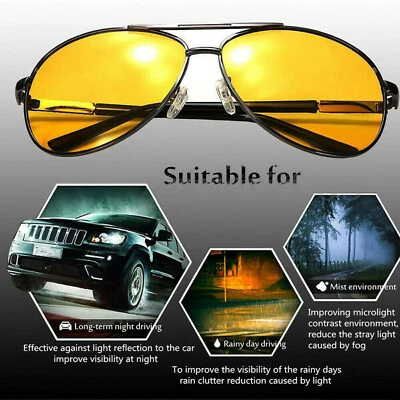 Night Vision Driving Glasses Yellow Lens Anti Glare Polarized Sunglasses UV400 - Image 1 of 4