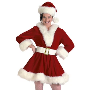 Halco Women's Mrs. Claus Perky Pixie Velvet Dress Costume - Picture 1 of 3